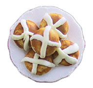 Dollhouse Miniature Hot Cross Buns On Plate